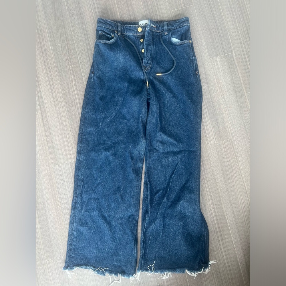 Ganni Wide Leg Drawstring Jeans - Picture 2 of 5
